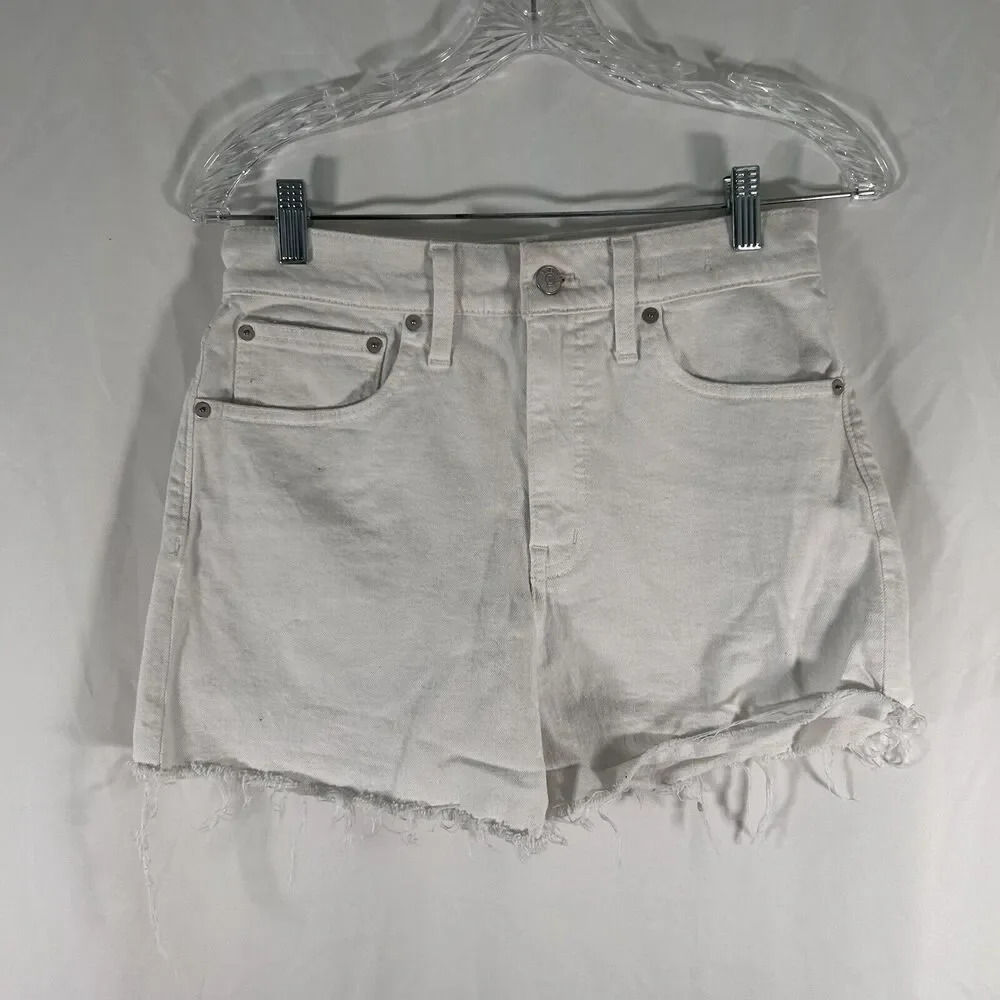 Madewell Shorts Women's 27 White Cut Off Denim Cotton Blend Buton Zip